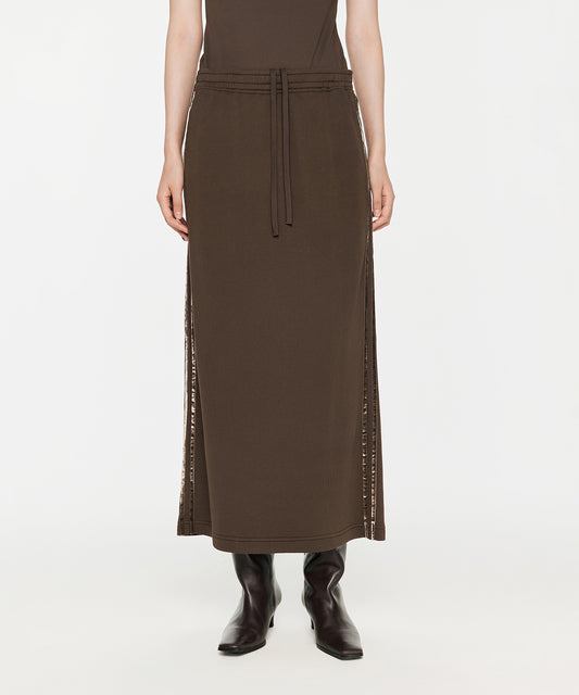 Velour Ribbon Sideline Maxi Skirt