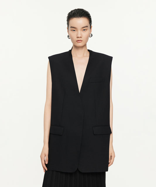 Sleek Mid-length Blazer Vest