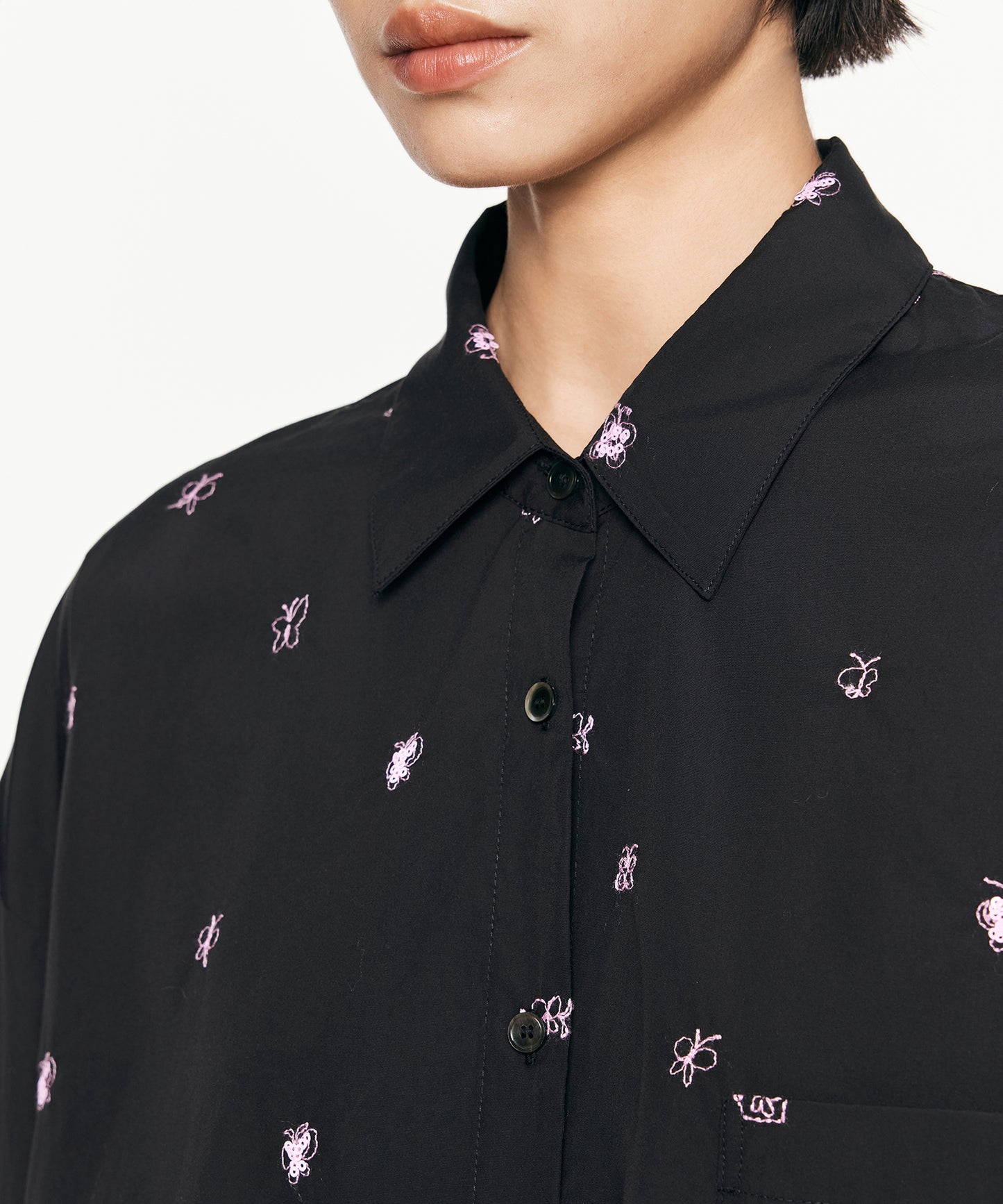 3D Butterfly Embroidered Shirt