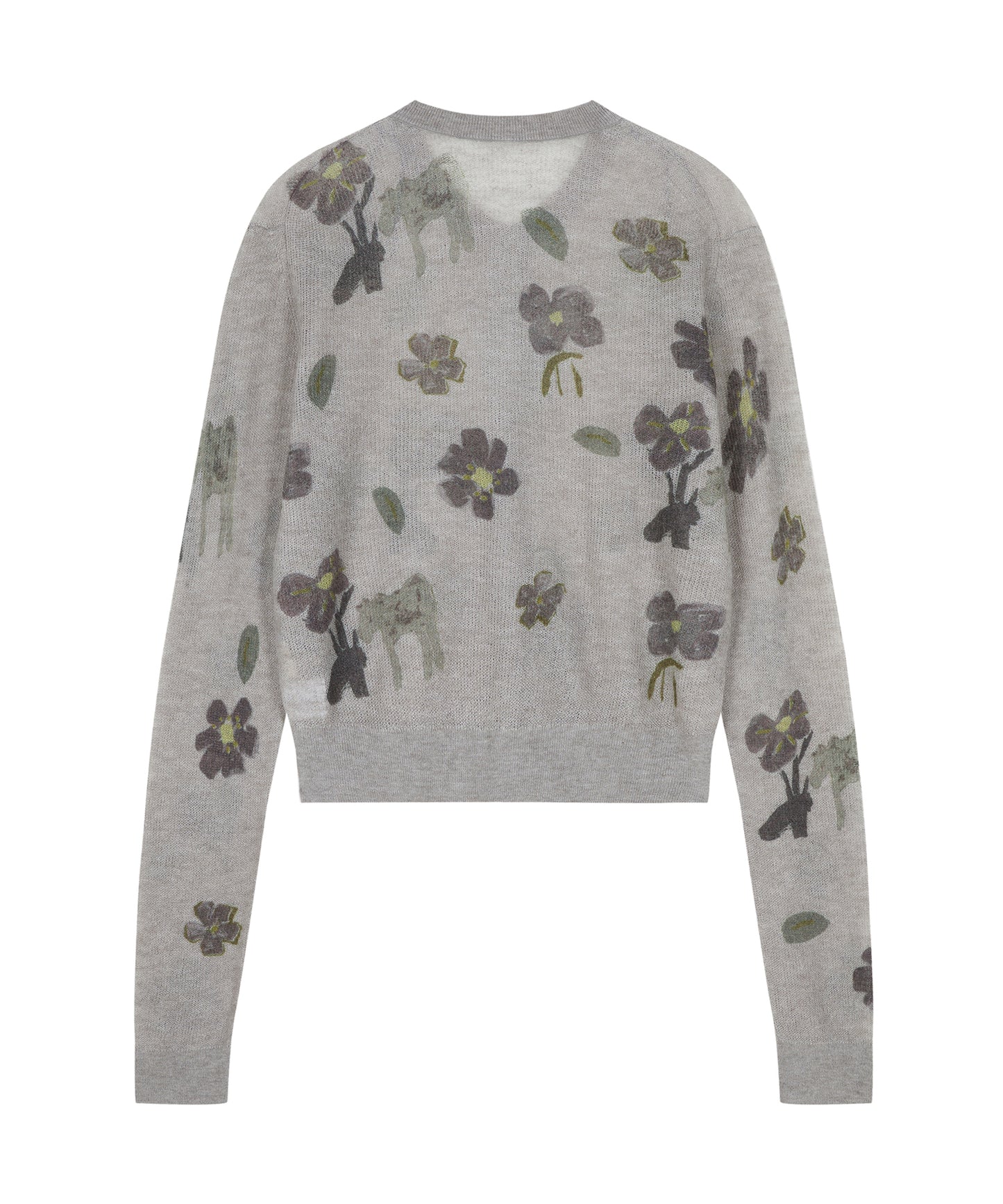 Animal & Flower Motif Knit Cardigan