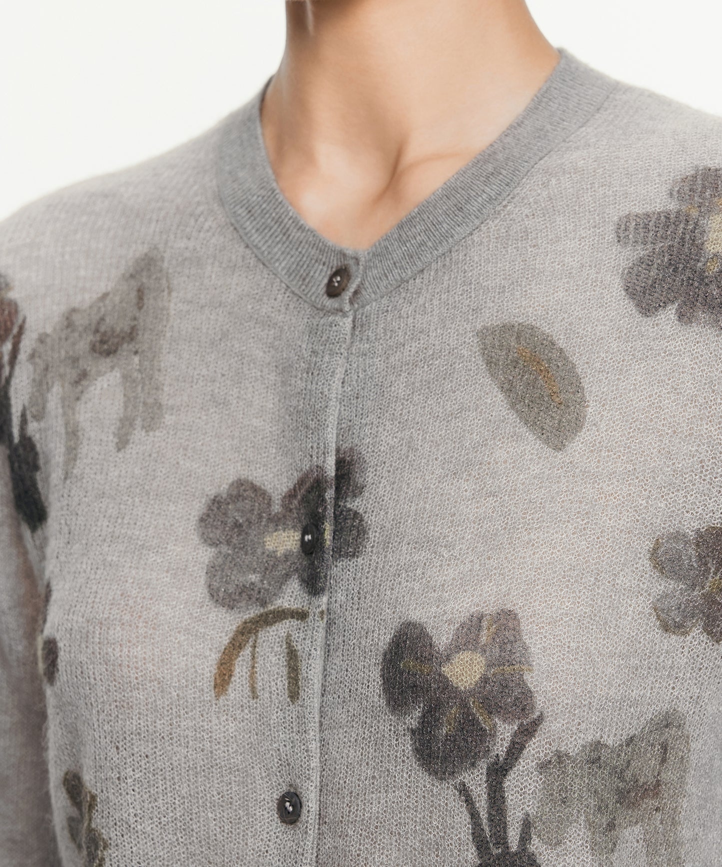 Animal & Flower Motif Knit Cardigan