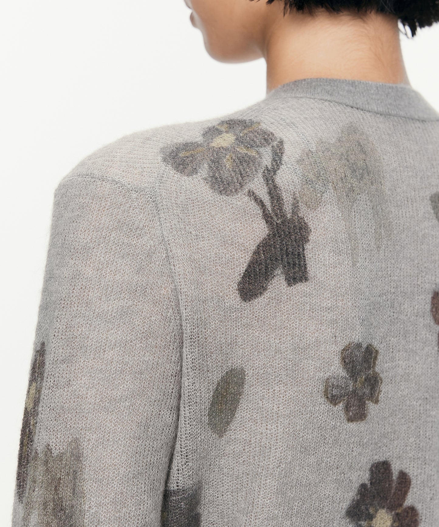 Animal & Flower Motif Knit Cardigan