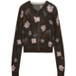 Animal & Flower Motif Knit Cardigan