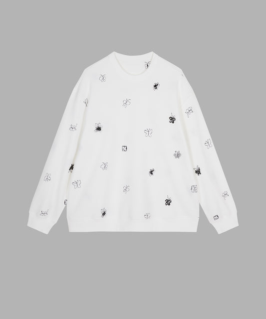 3D Butterfly Embroidered Sweatshirt