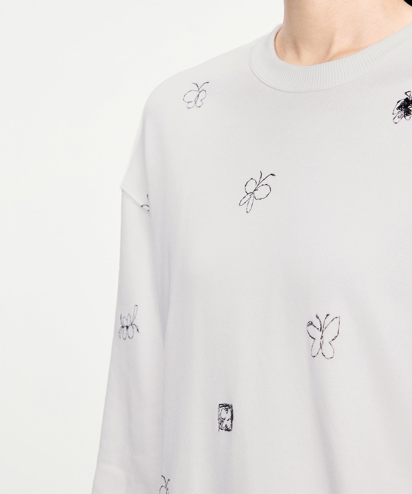 3D Butterfly Embroidered Sweatshirt