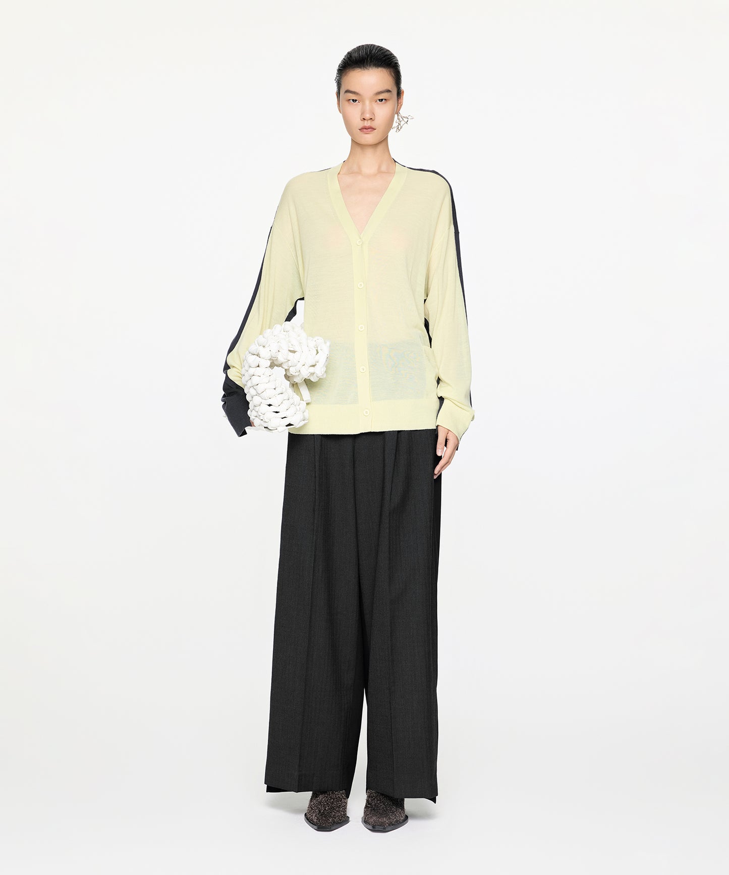 Elegant Two-tone Wide-leg Trousers