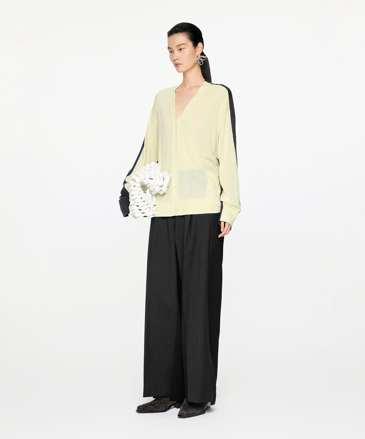 Elegant Two-tone Wide-leg Trousers