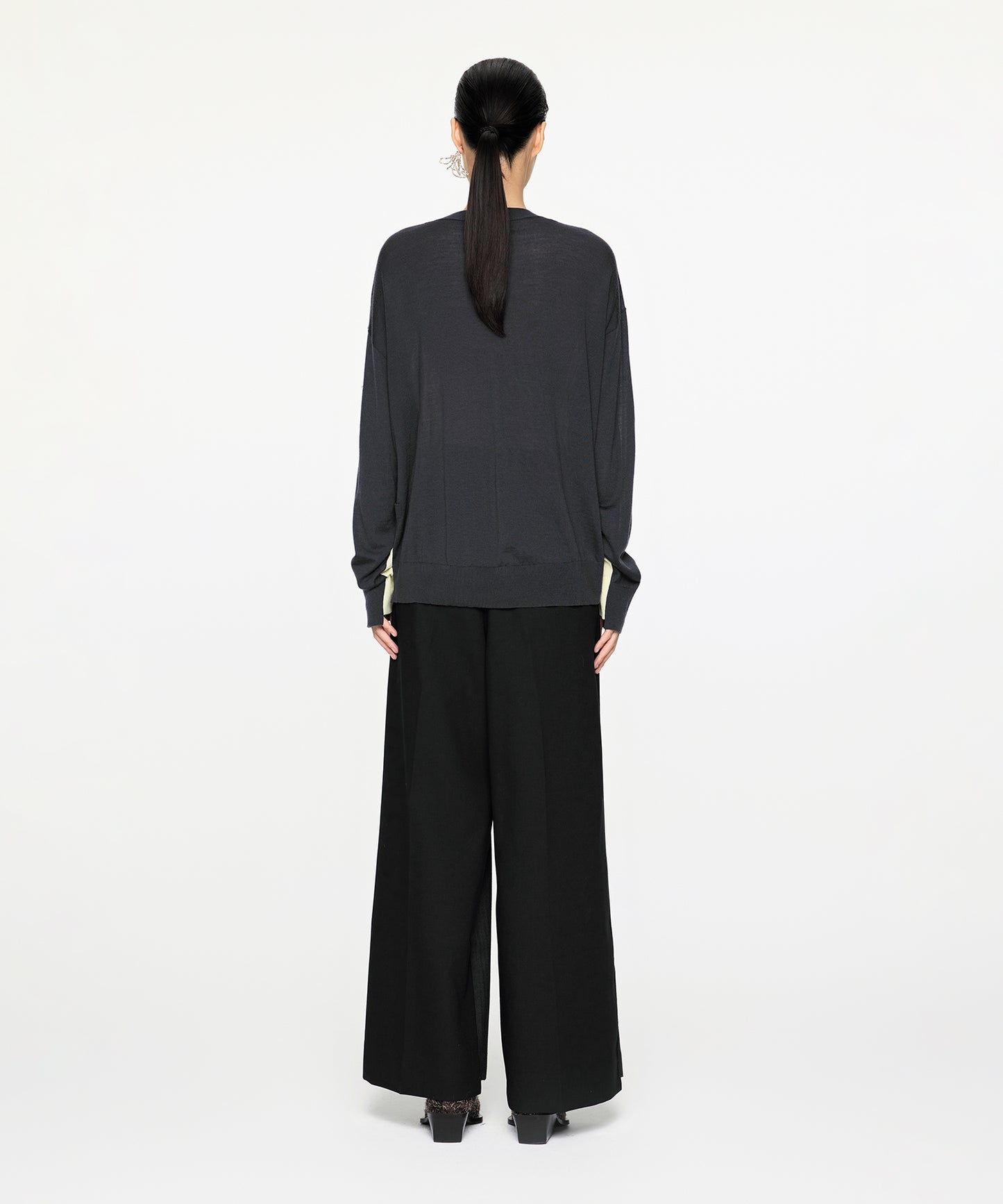 Elegant Two-tone Wide-leg Trousers