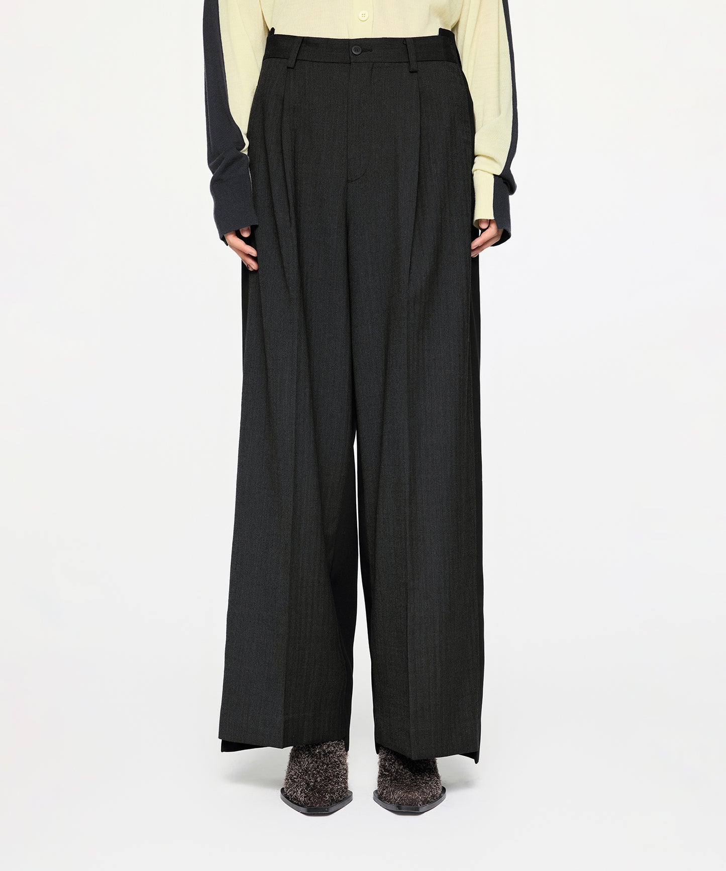 Elegant Two-tone Wide-leg Trousers