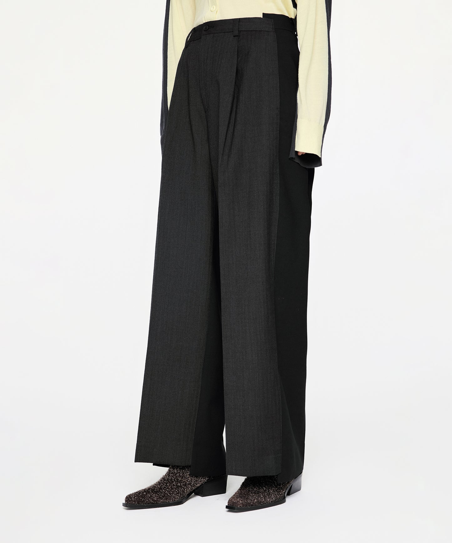 Elegant Two-tone Wide-leg Trousers