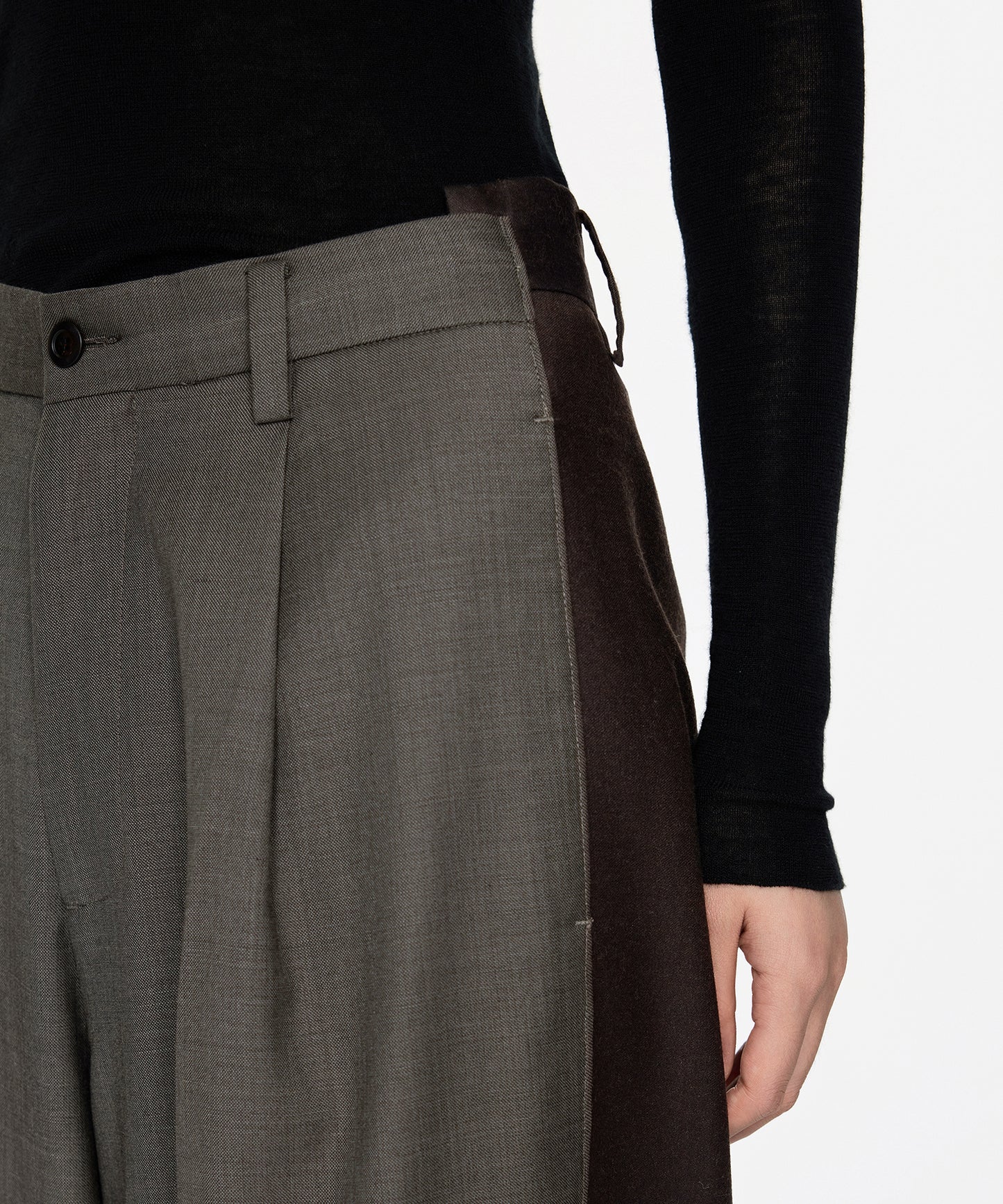 Elegant Two-tone Wide-leg Trousers