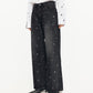 Vintage Butterfly Embroidery Wide-leg Jeans