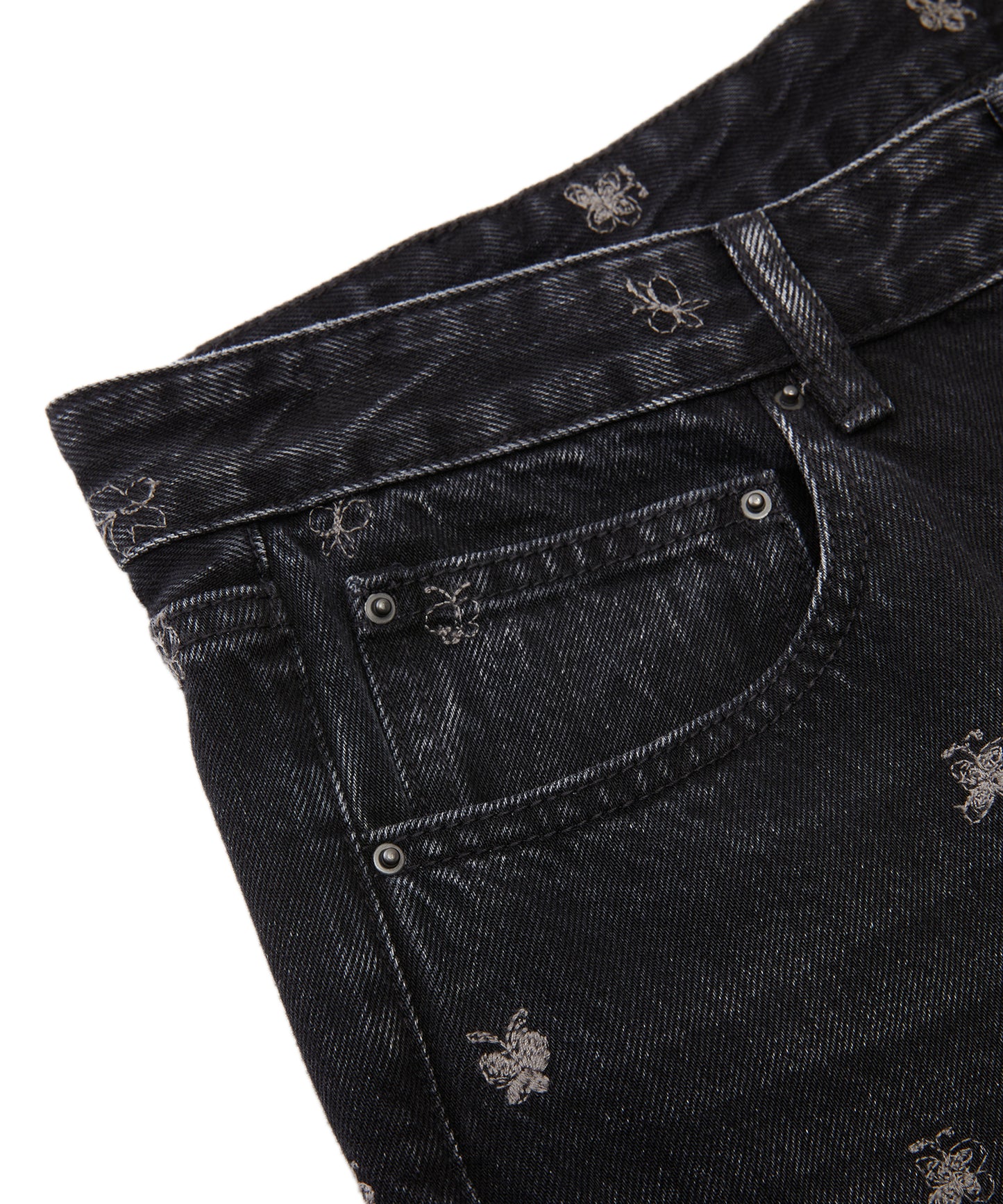 Vintage Butterfly Embroidery Wide-leg Jeans