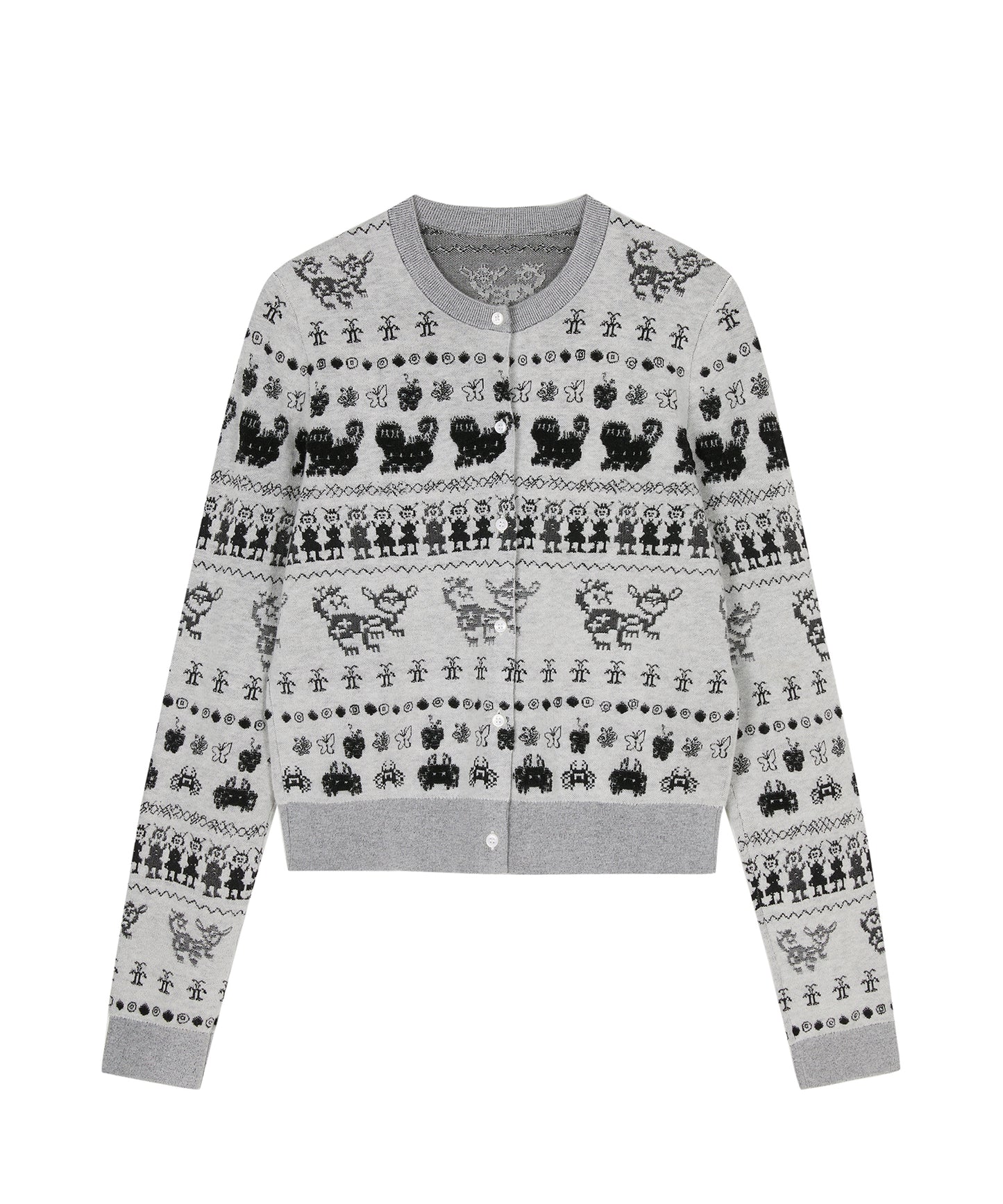 Miao-jacquard Grandma Style Cardigan