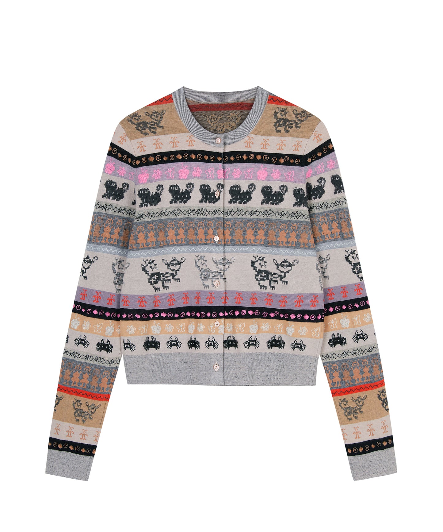 Miao-jacquard Grandma Style Cardigan