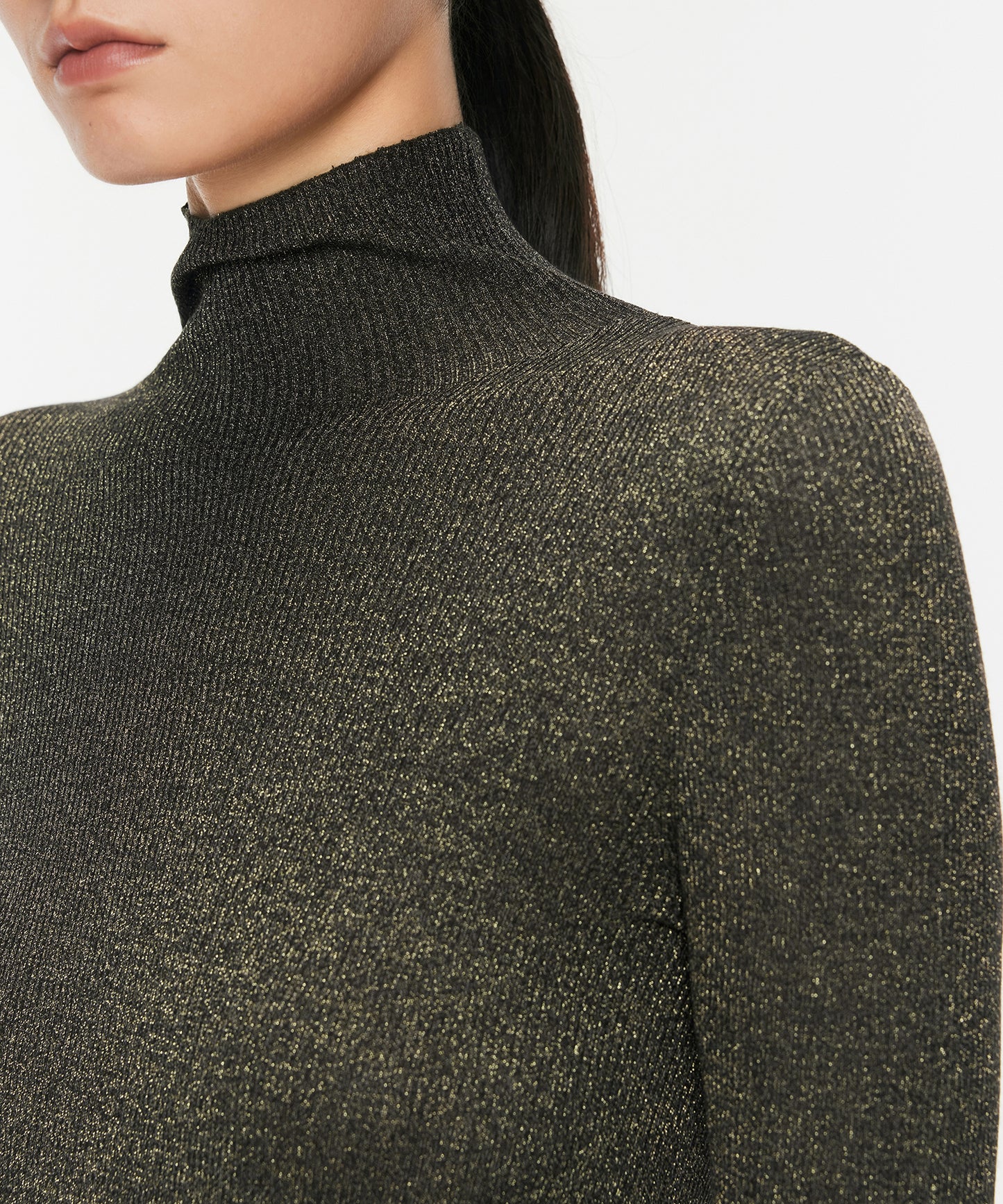 Textured Metallic High-neck Sweater