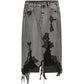 Lace-trimmed Distressed Skirt