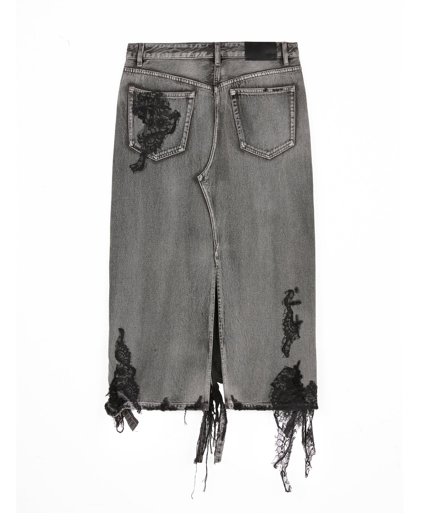 Lace-trimmed Distressed Skirt