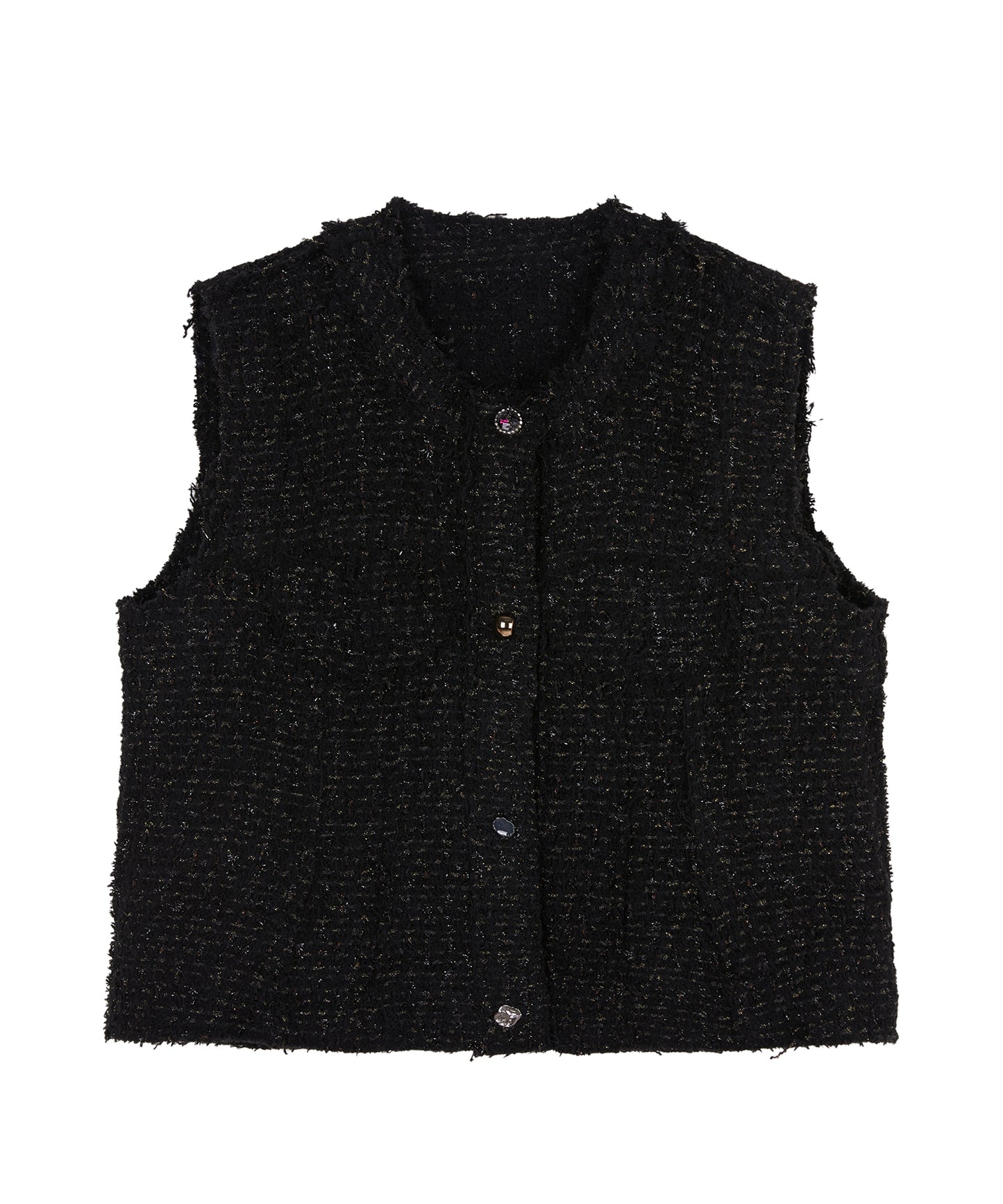 Fringed Wool Tweed Vest