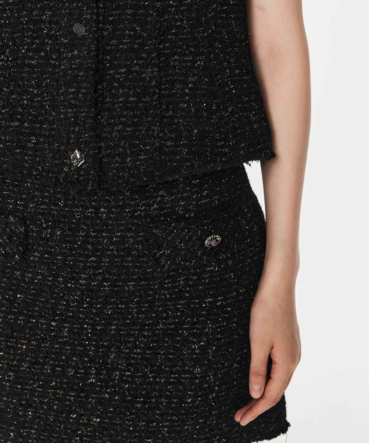 Fringed Wool Tweed Vest