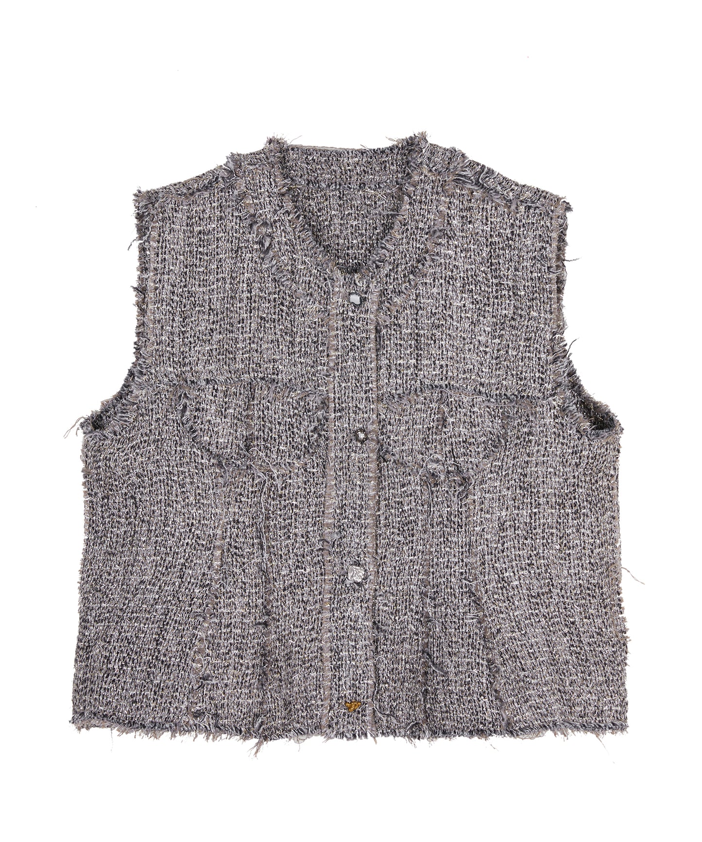 Fringed Wool Tweed Vest