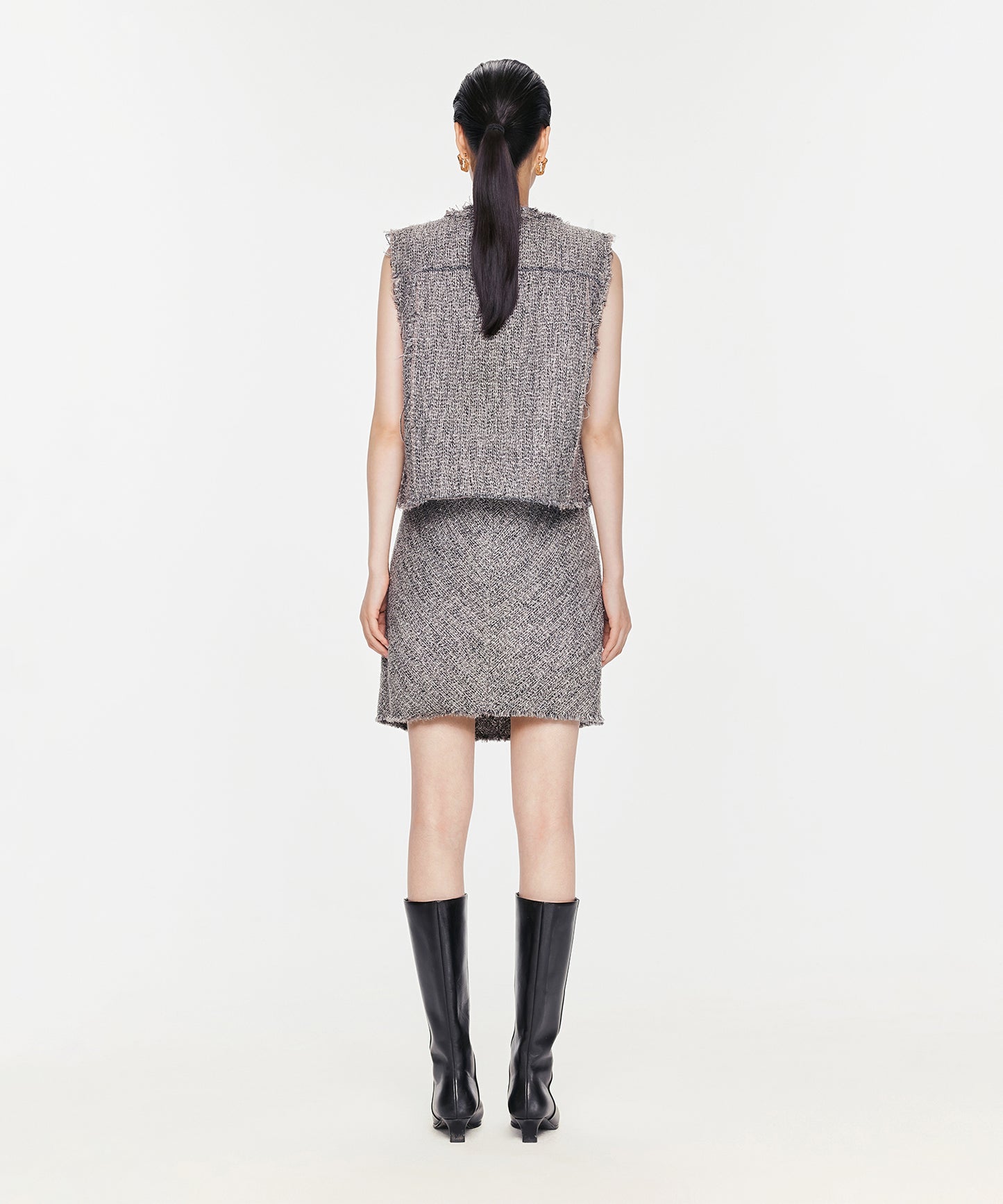 Fringed Wool Tweed Vest