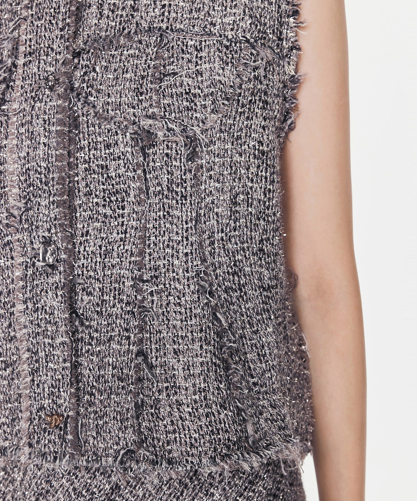 Fringed Wool Tweed Vest