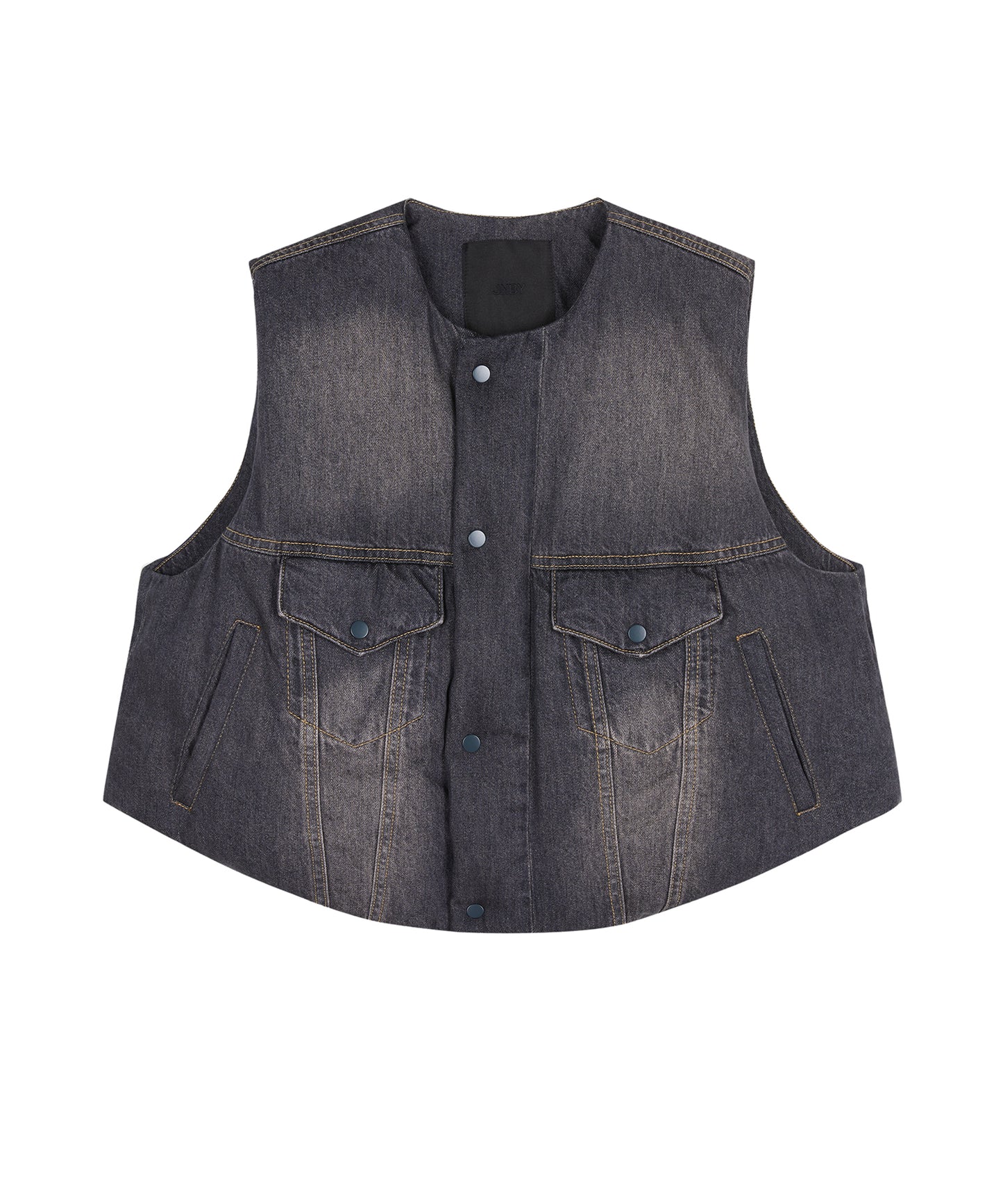 Cropped Denim Down Vest