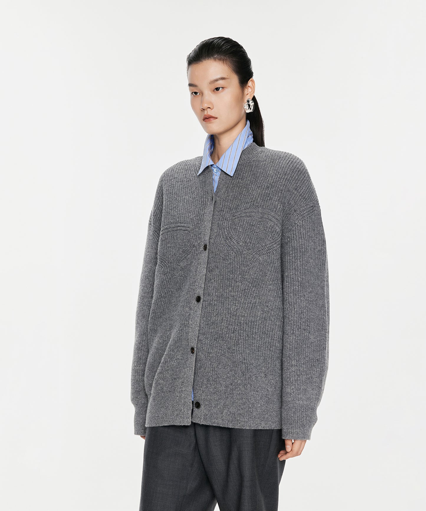 Oversized Unisex Ribbed-knit Cardigan