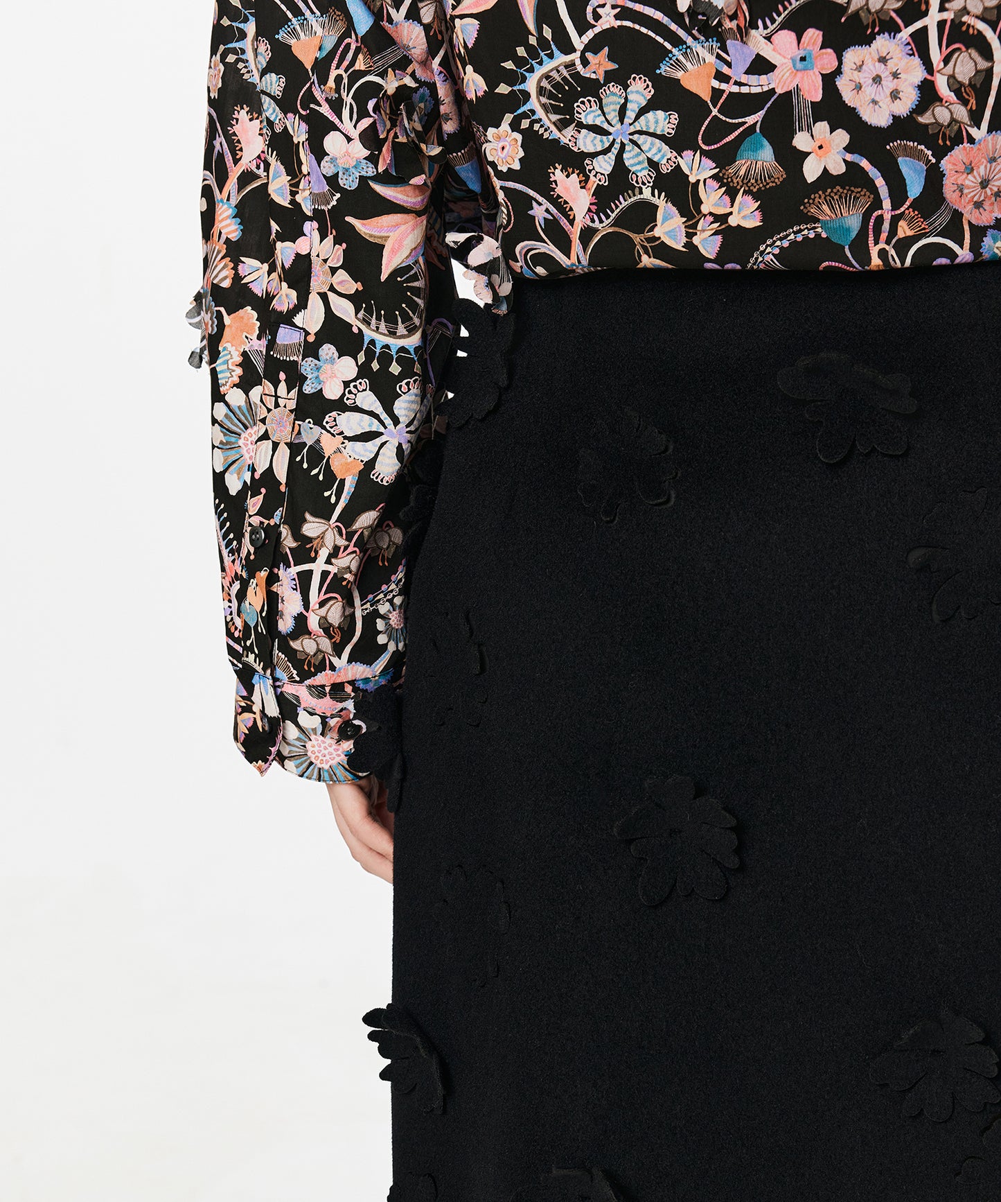 Flower-motif Cutwork Skirt