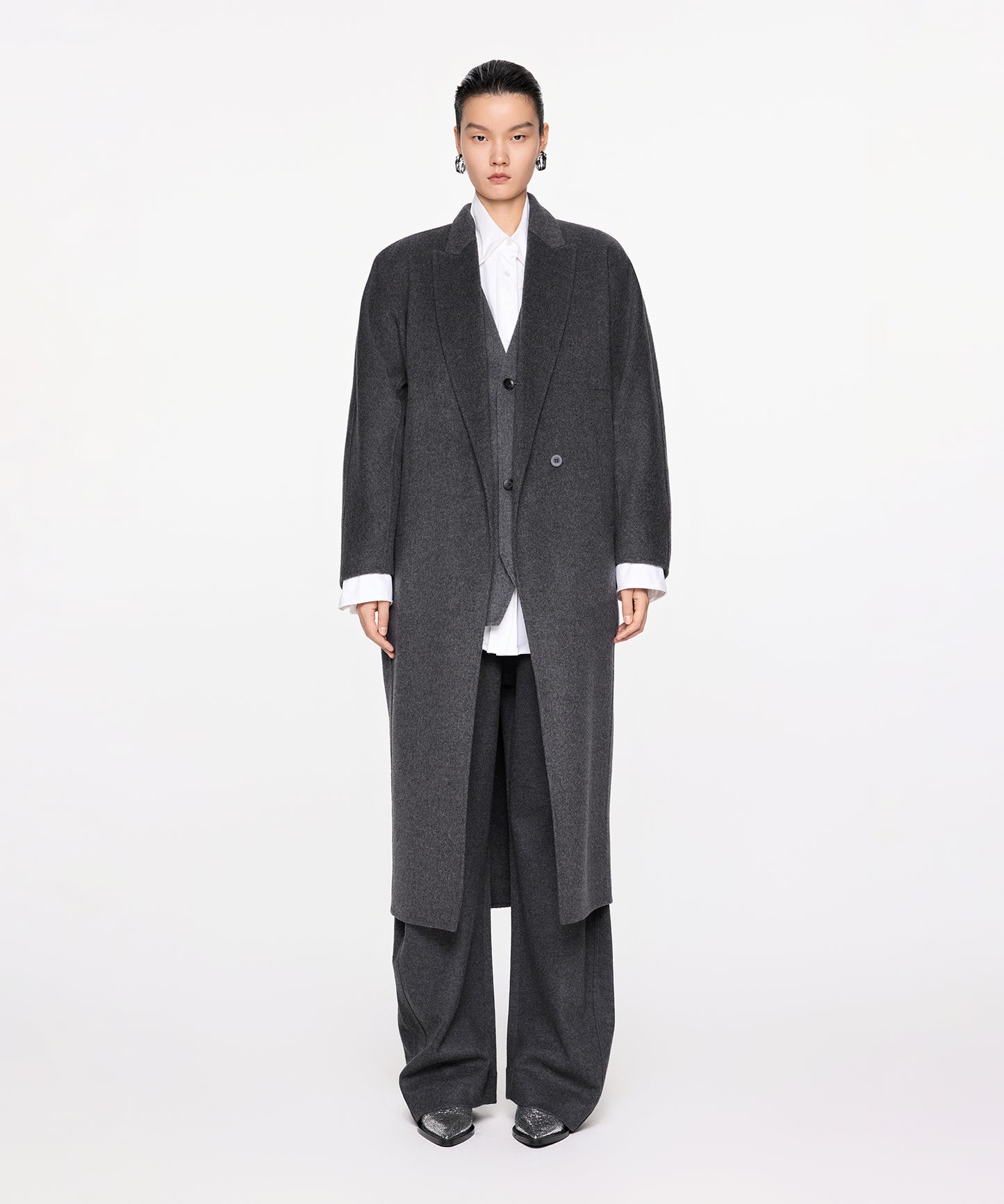 Elegant Cocoon Silhouette Long Coat