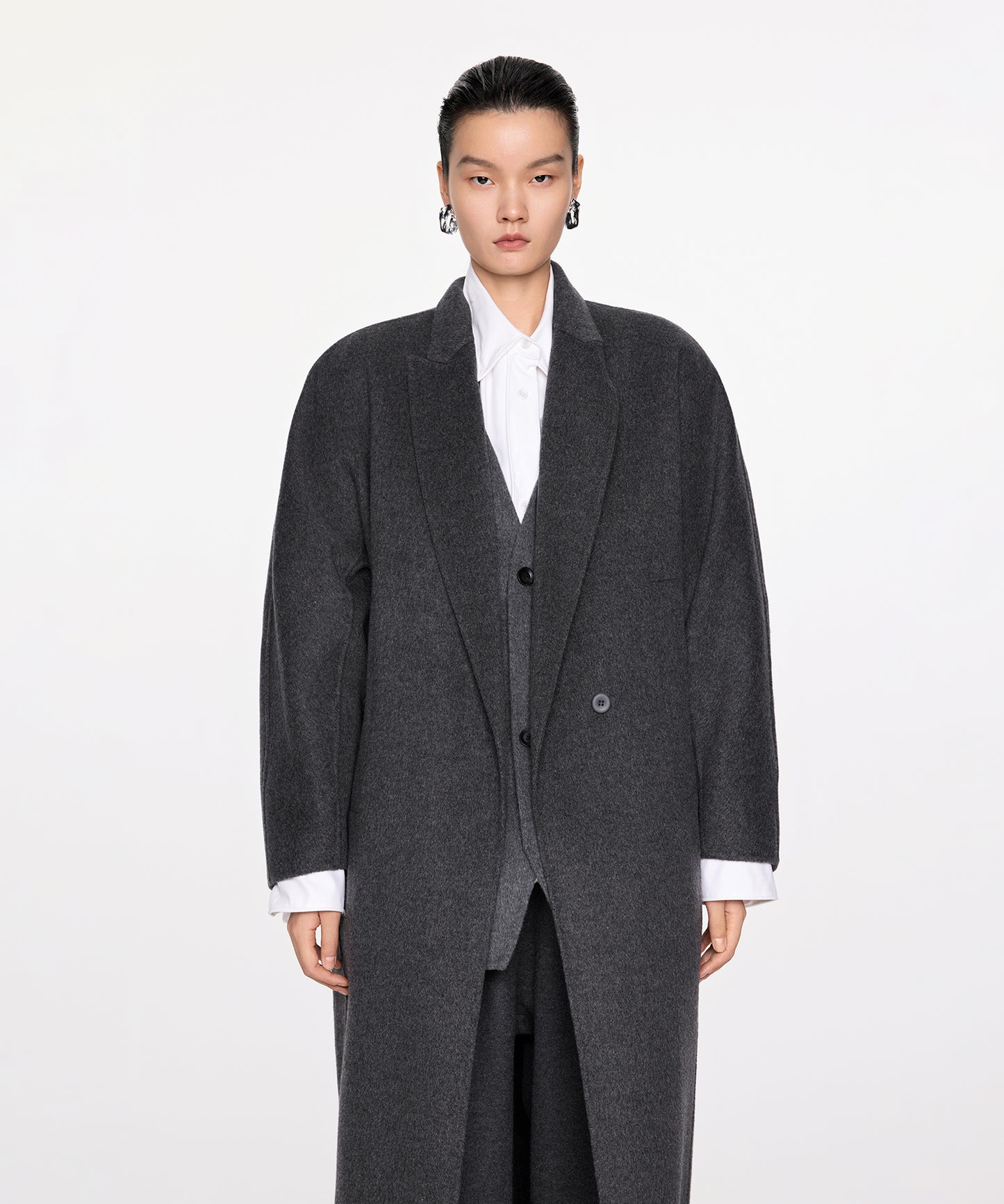 Elegant Cocoon Silhouette Long Coat