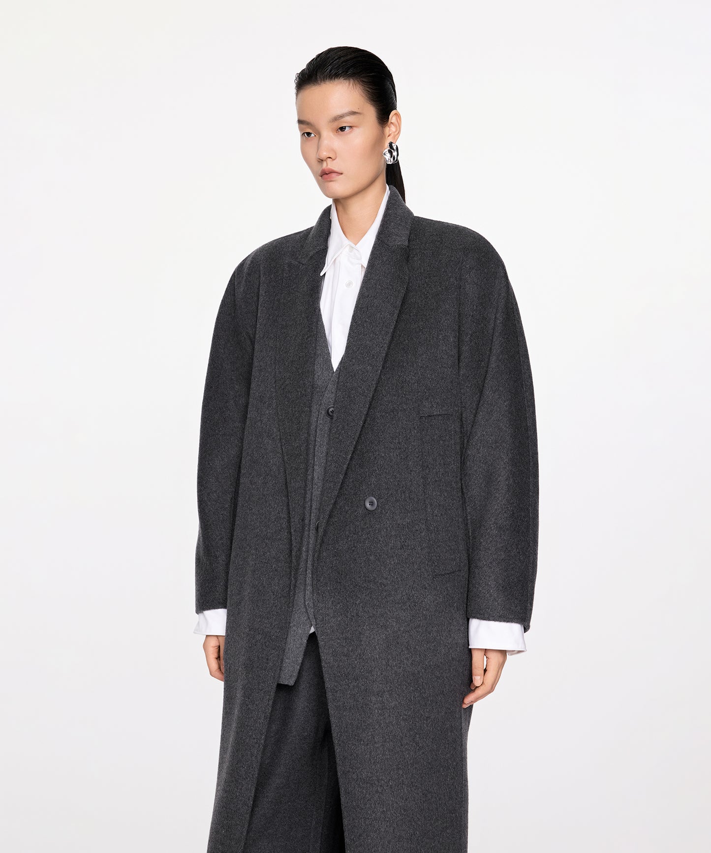 Elegant Cocoon Silhouette Long Coat