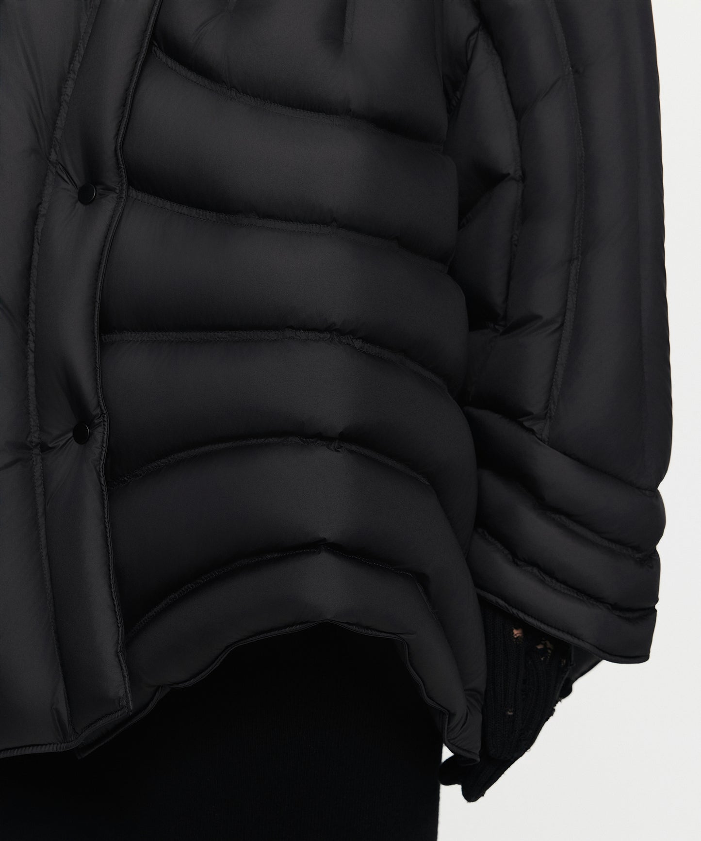 Asymmetrical Curved Quilted Down Jacket