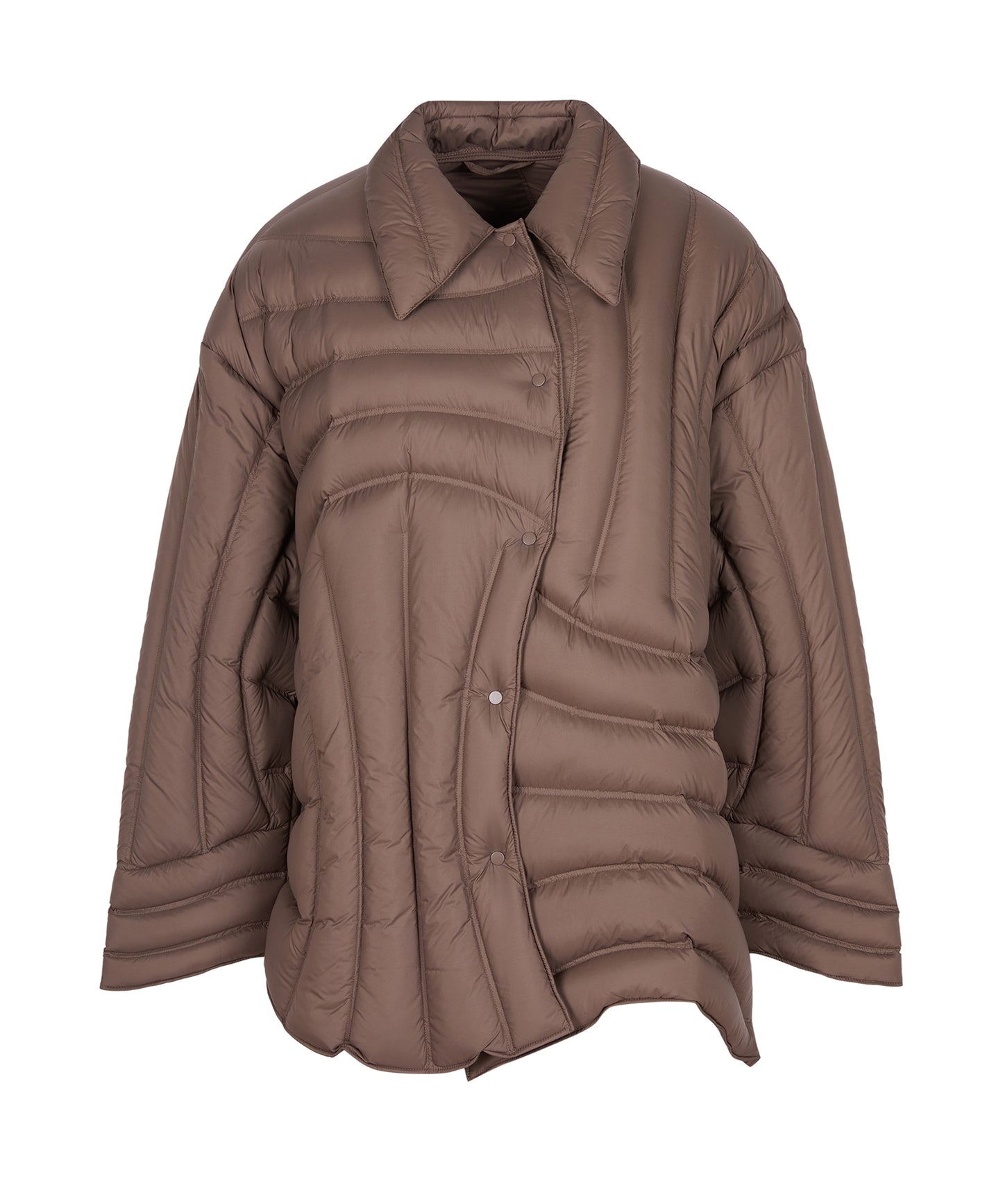 Asymmetrical Curved Quilted Down Jacket