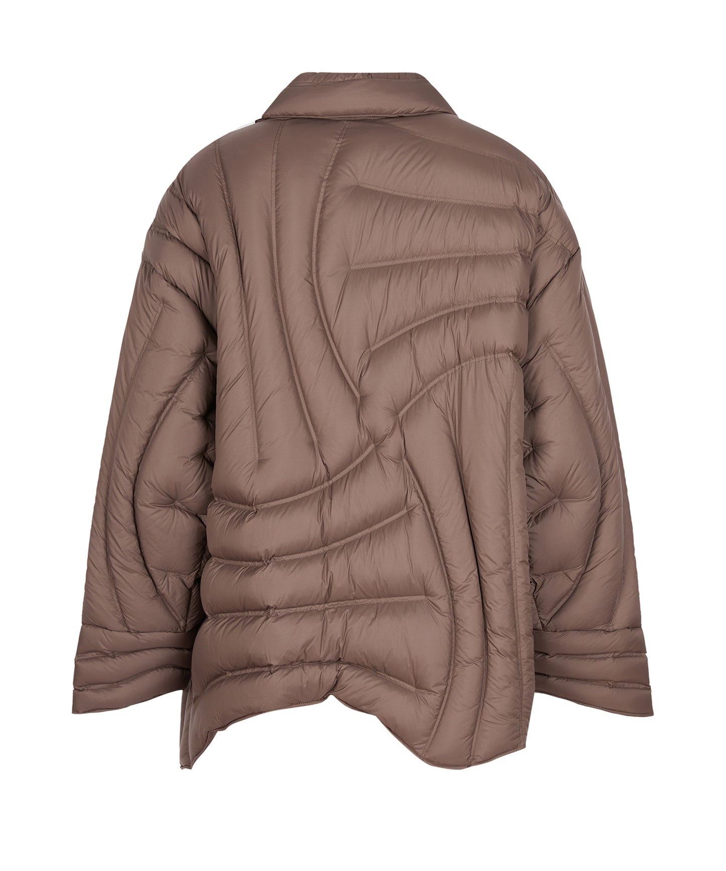 Asymmetrical Curved Quilted Down Jacket