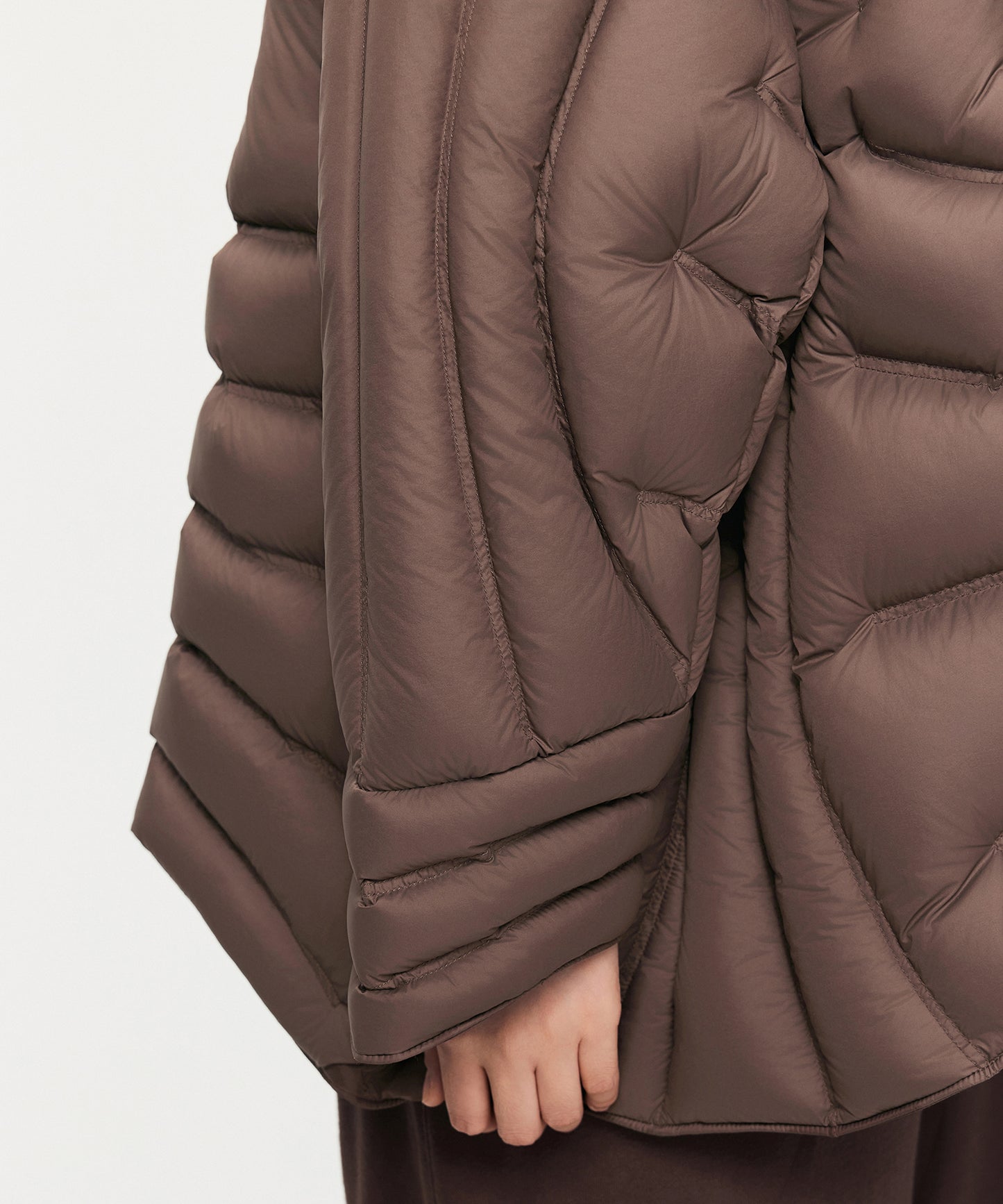 Asymmetrical Curved Quilted Down Jacket