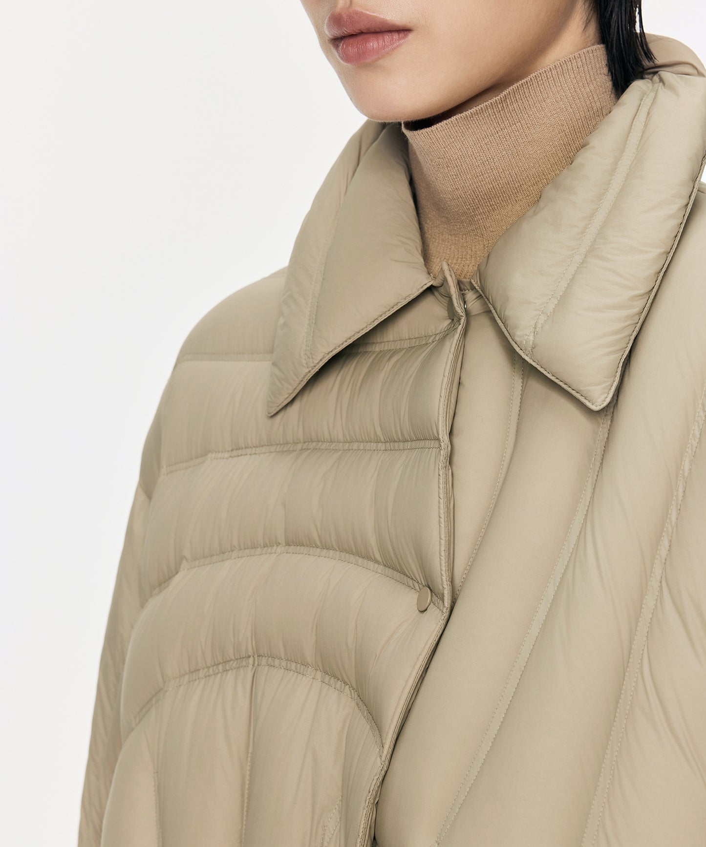 Twisted Quilted Mid-length Down Jacket