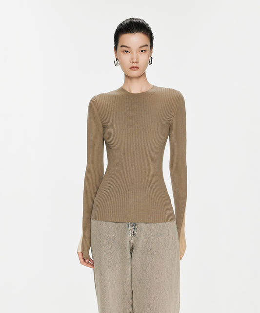 Color-block Slim-Fit Knit Pullover