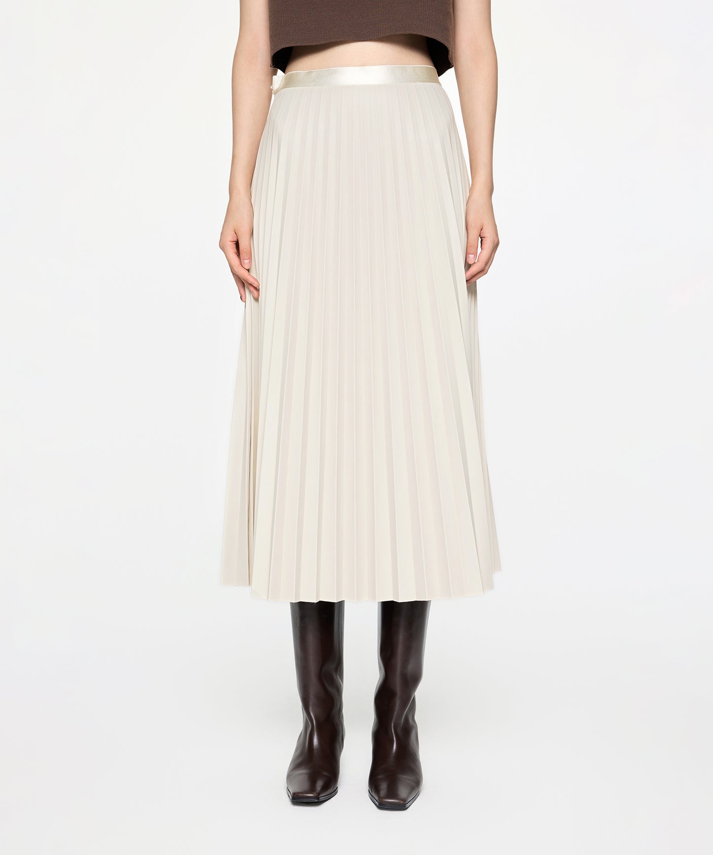 Elegant Faux Leather Pleated Skirt