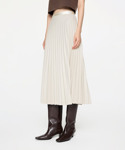 Elegant Faux Leather Pleated Skirt