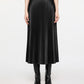 Elegant Faux Leather Pleated Skirt