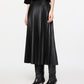 Elegant Faux Leather Pleated Skirt