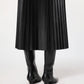 Elegant Faux Leather Pleated Skirt