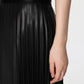 Elegant Faux Leather Pleated Skirt