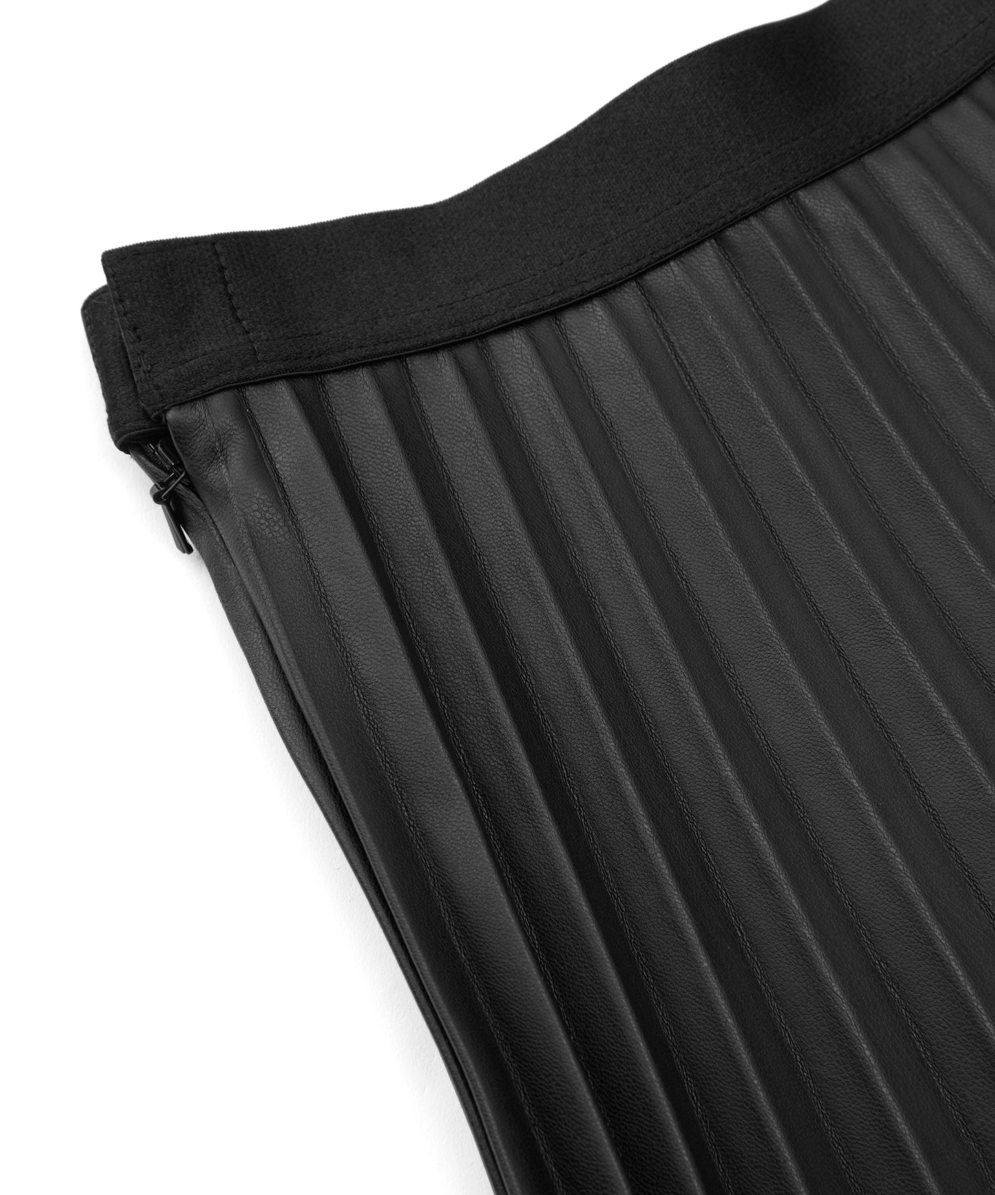 Elegant Faux Leather Pleated Skirt