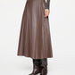 Elegant Faux Leather Pleated Skirt