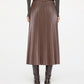 Elegant Faux Leather Pleated Skirt