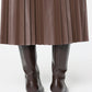 Elegant Faux Leather Pleated Skirt