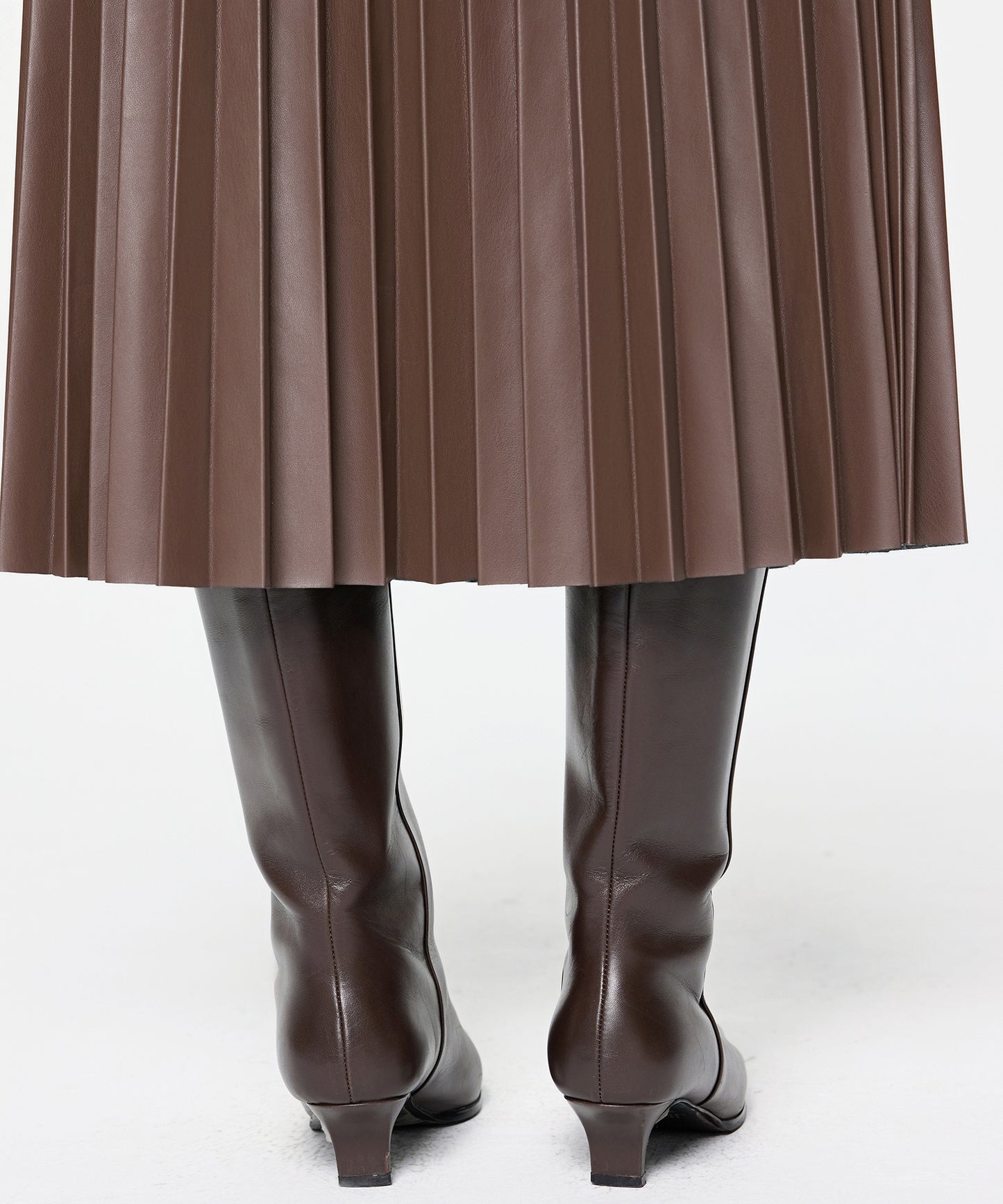 Elegant Faux Leather Pleated Skirt